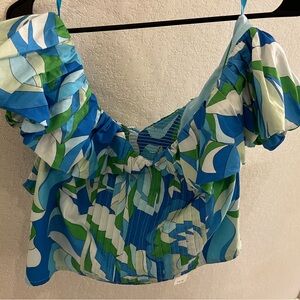 Anthropologie floral off the shoulder resort top